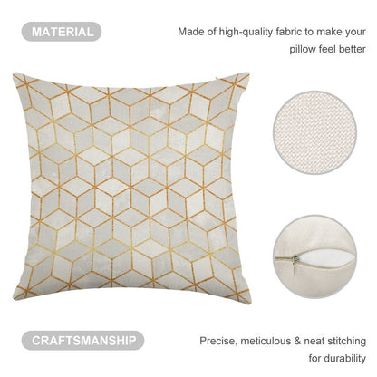 White Cubes Linen Throw Pillow Cover