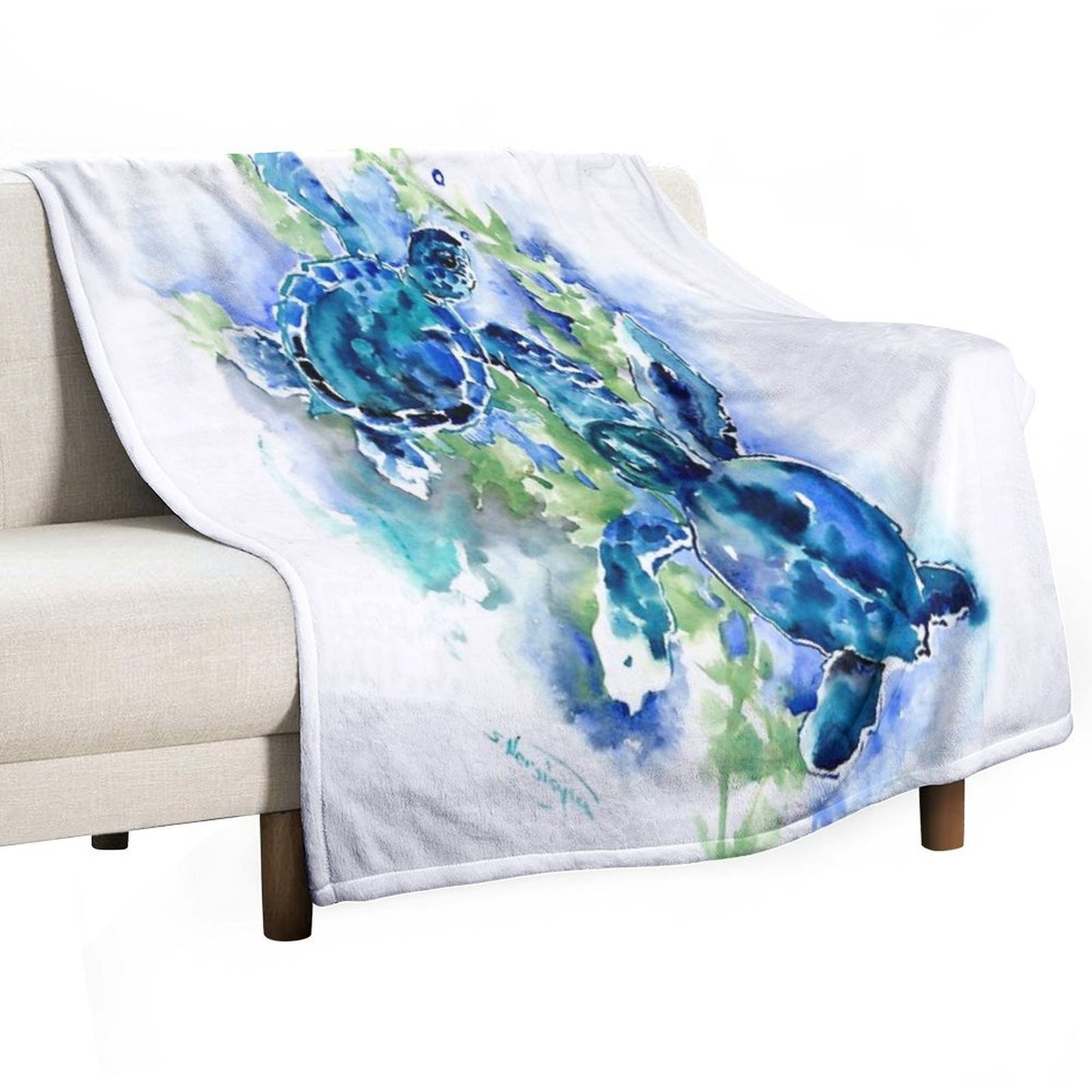 Sea Turtles Turquoise BLue Design Throw Blanket