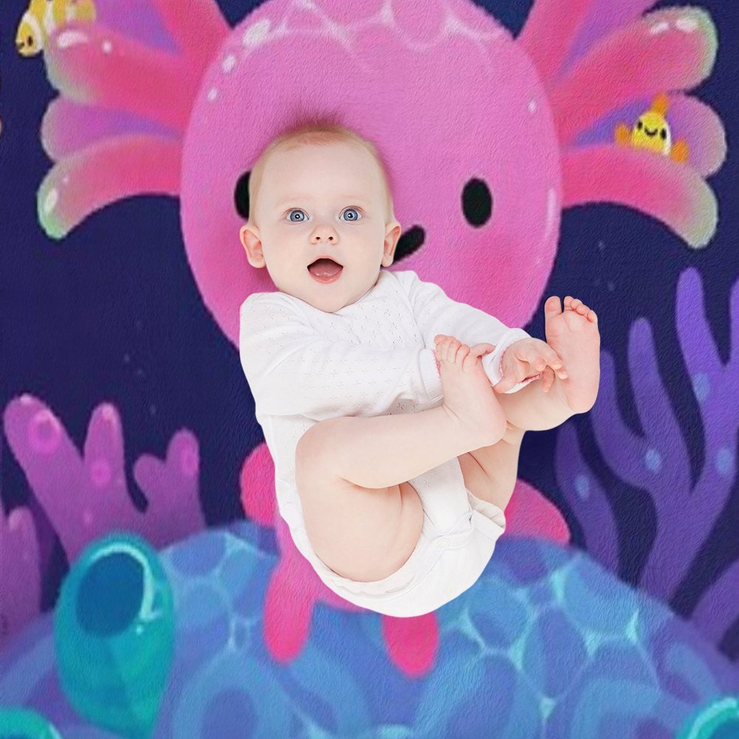 Coral Axolotl Throw Blanket