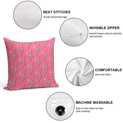 Lightning Bolt Thunder Flash Preppy Pink Soft Warmth Comfort Throw Pillow