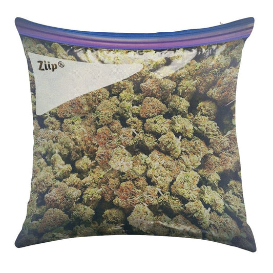 Weed Zip Lock Cannabis Extra Large Dank Linen Throw Pillow Cover
