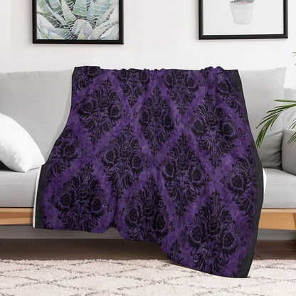 Gothic Damask Purple Throw Blanket