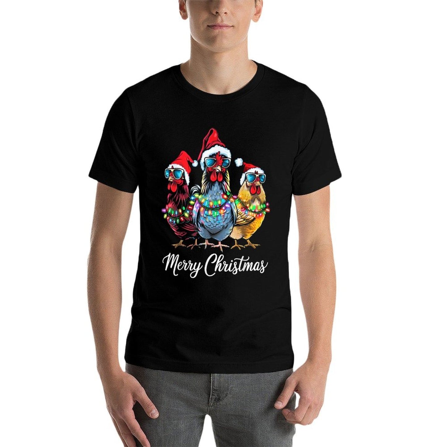 Merry Chickmas Ornament Lights Chicken Farmer Xmas Squad  Breathable T-Shirt