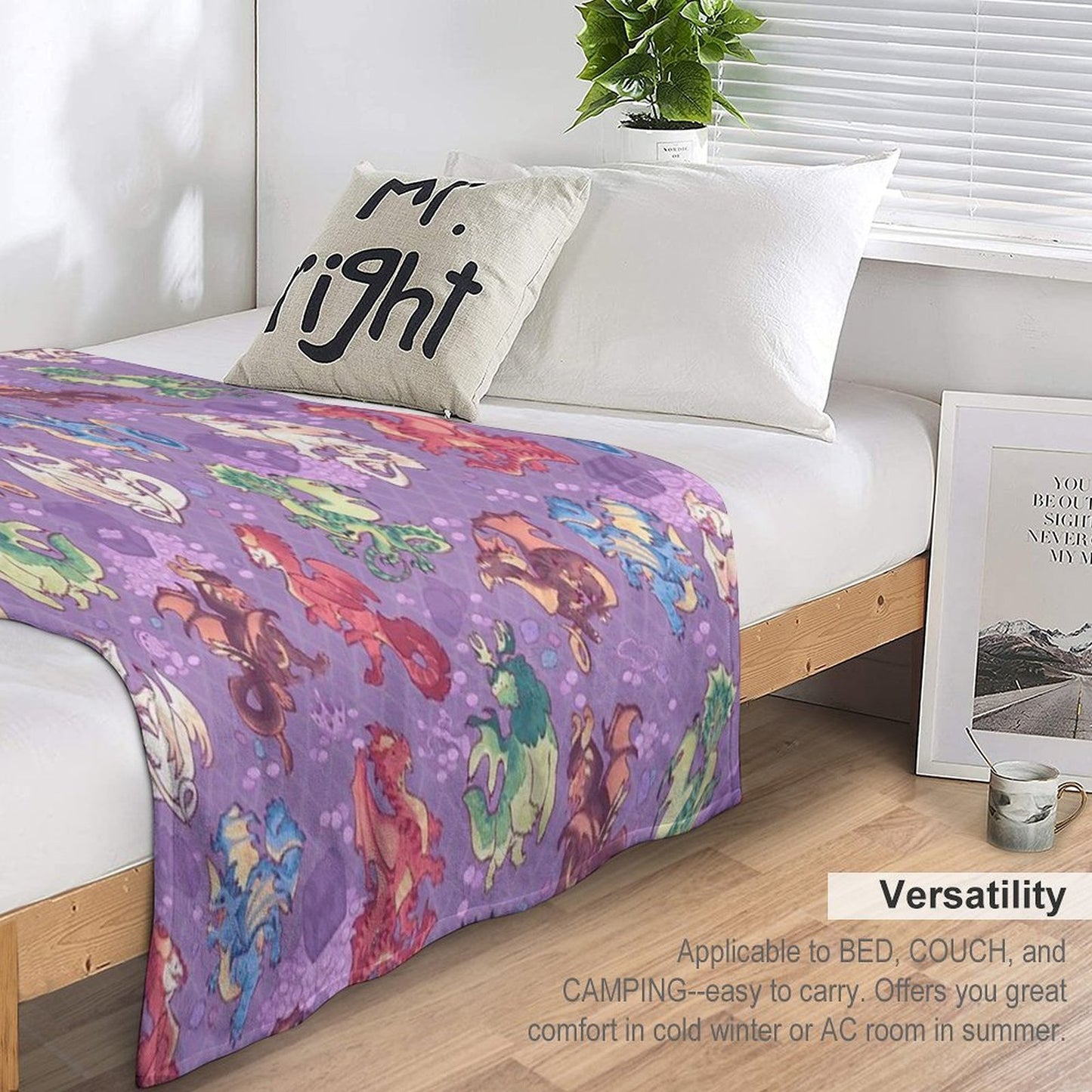 Chromatic Dragons in Purple Throw Blanket