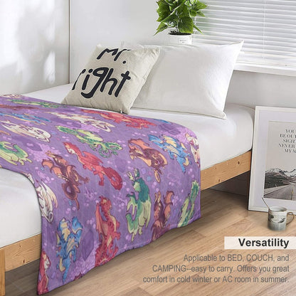 Chromatic Dragons in Purple Throw Blanket