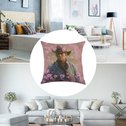 Arthur Morgan Hearts Linen Throw Pillow Cover