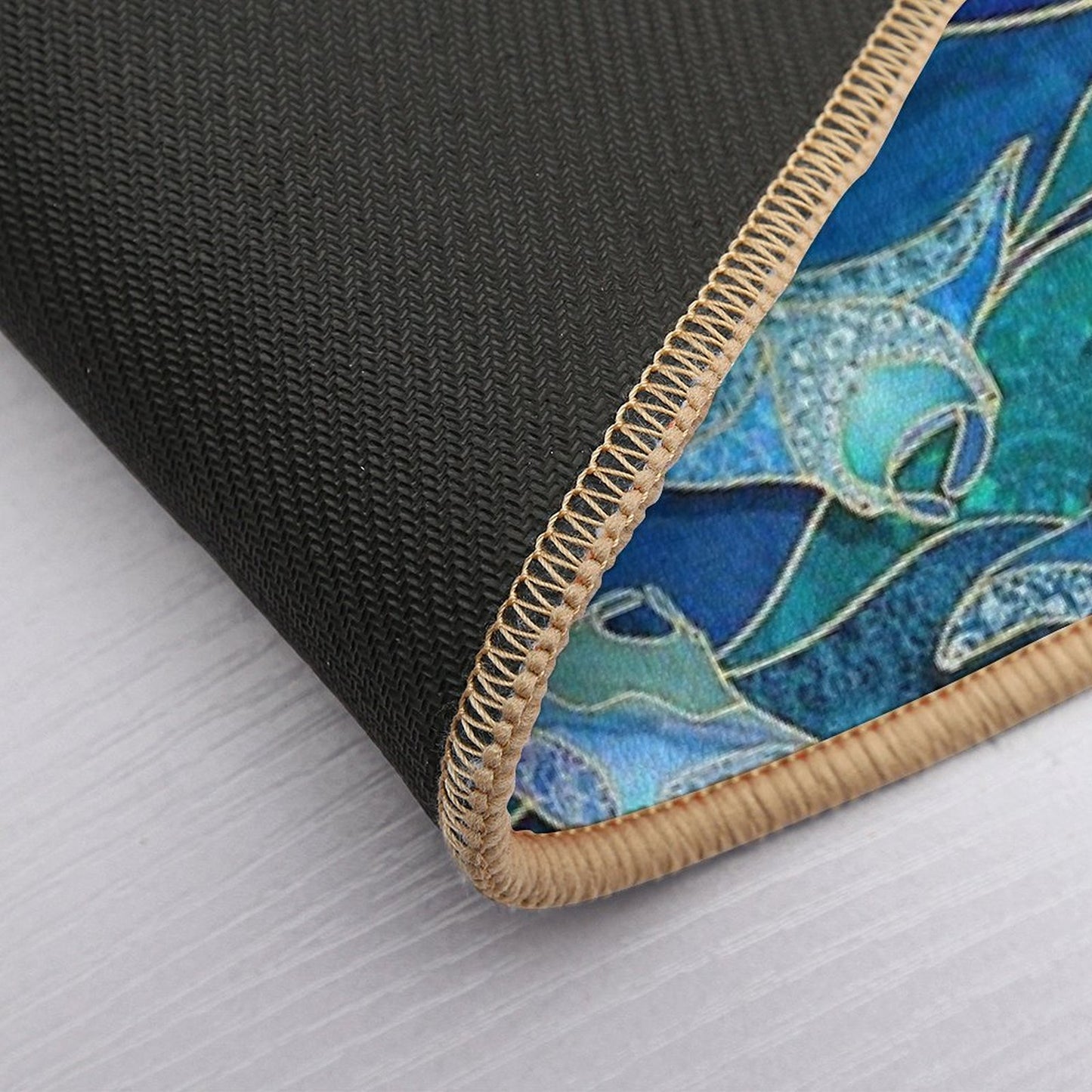 Patchwork Manta Rays in Sapphire And Turquoise Blue Bath Mat