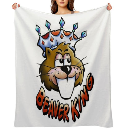 Beaver King - Red Text Throw Blanket