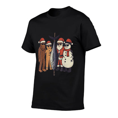 Fishing Christmas Vintage Sasquatch Funny Santa Xmas  Trendy Pattern T-Shirt