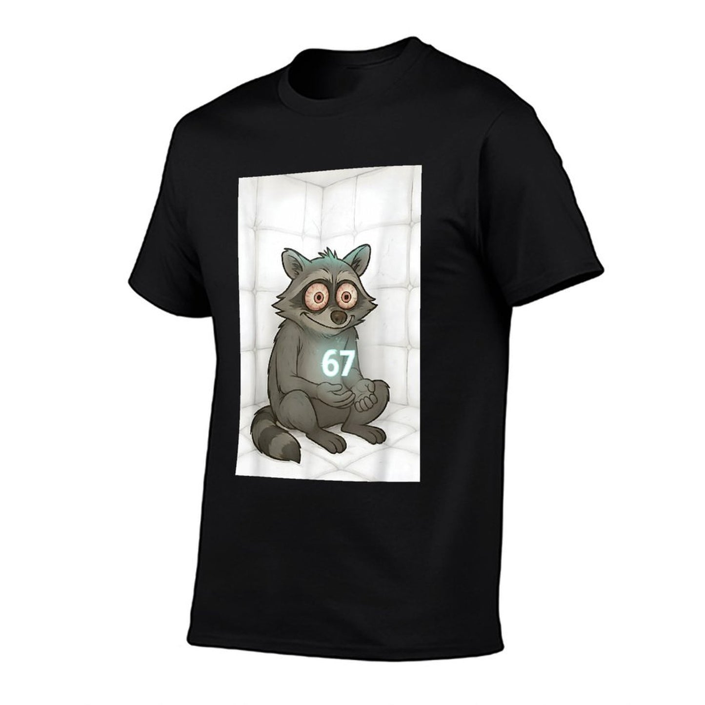 67 Funny Meme Raccoon Brainrot 6 7  Slim-fit Cut T-Shirt