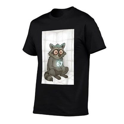 67 Funny Meme Raccoon Brainrot 6 7  Slim-fit Cut T-Shirt