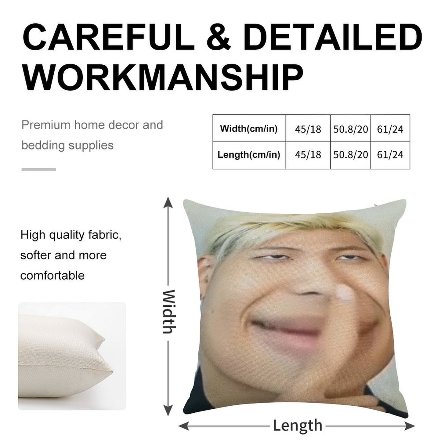 Namjoon Meme Linen Throw Pillow Cover
