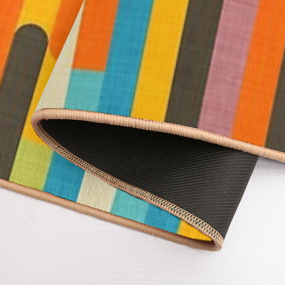 Retro Color Block Popsicle Sticks Orange Bath Mat