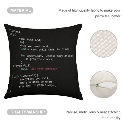 Geek Coder Linen Throw Pillow Cover