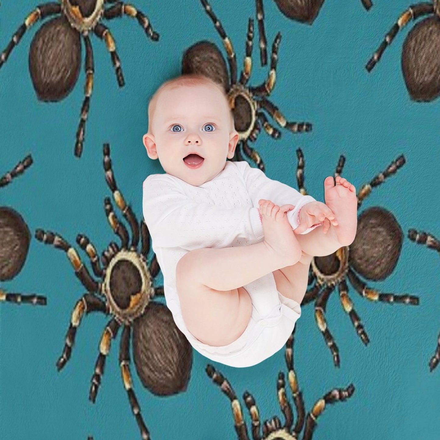 Tarantula on Blue Throw Blanket