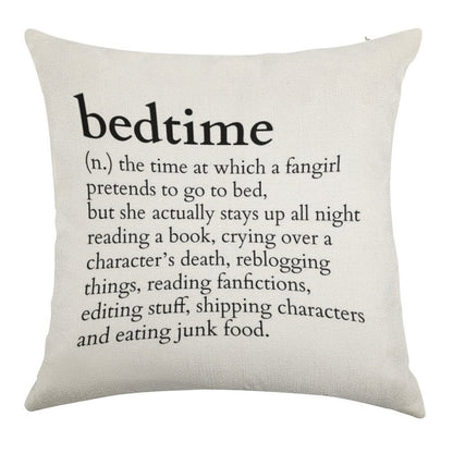 Bedtime Meaning to A Fangirl #books Version Linen Throw Pillow Cover