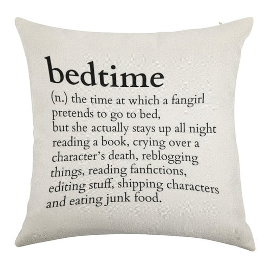 Bedtime Meaning to A Fangirl #books Version Linen Throw Pillow Cover