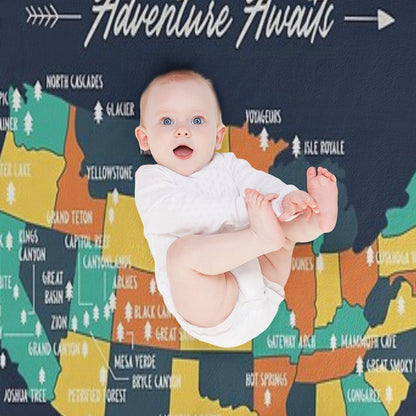 U.S National Parks Map - Adventure Awaits Throw Blanket