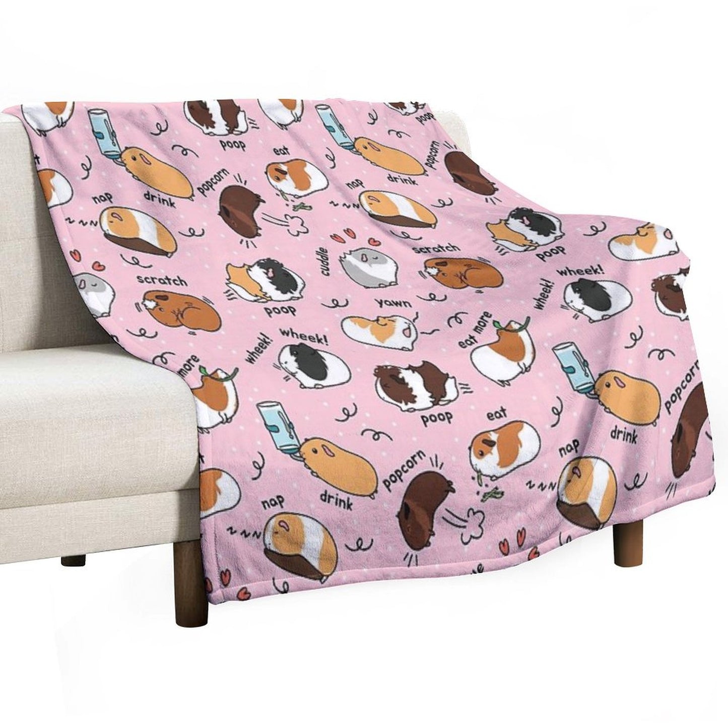 Guinea Pig Daily To-Do List - Pink Background Throw Blanket