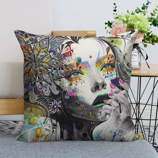 Banksy Urban Princess Graffiti Oil Painting Linen Throw Pillow Cover