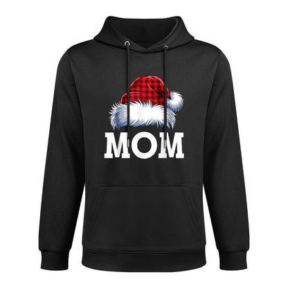 Mom Santa Red Plaid Christmas Family Matching Pajamas Xmas Versatile Streetwear Hoodie