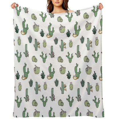 Cacti Cats Throw Blanket