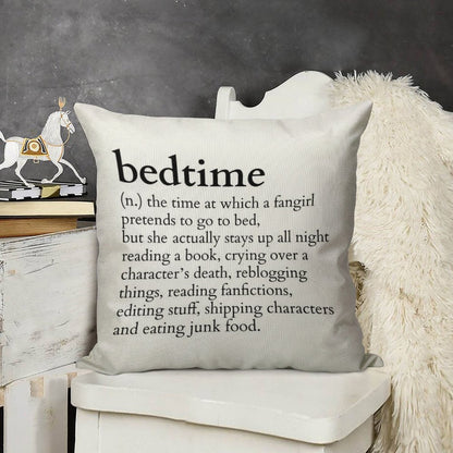 Bedtime Meaning to A Fangirl #books Version Linen Throw Pillow Cover