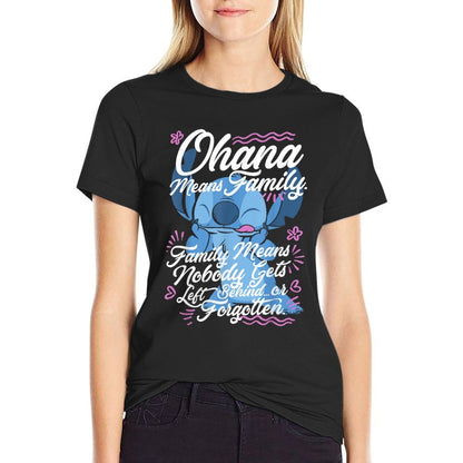 Disney Lilo  Stitch Stitch Day Ohana Means Family  Ribbed Collar T-Shirt