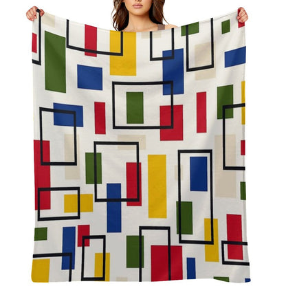 Mondrian Style Throw Blanket