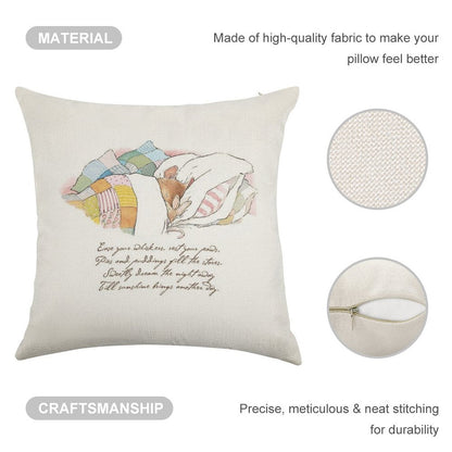 Primrose Goes to Sleep Linen Throw Pillow Cover