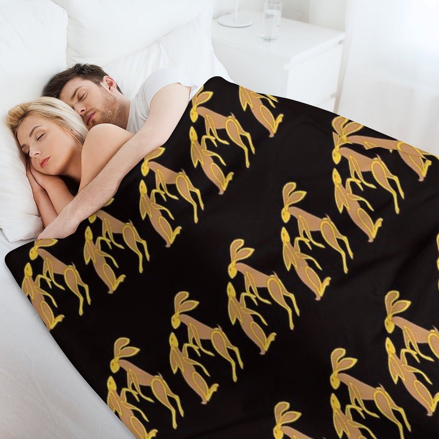 Prancing Celtic Hares Throw Blanket