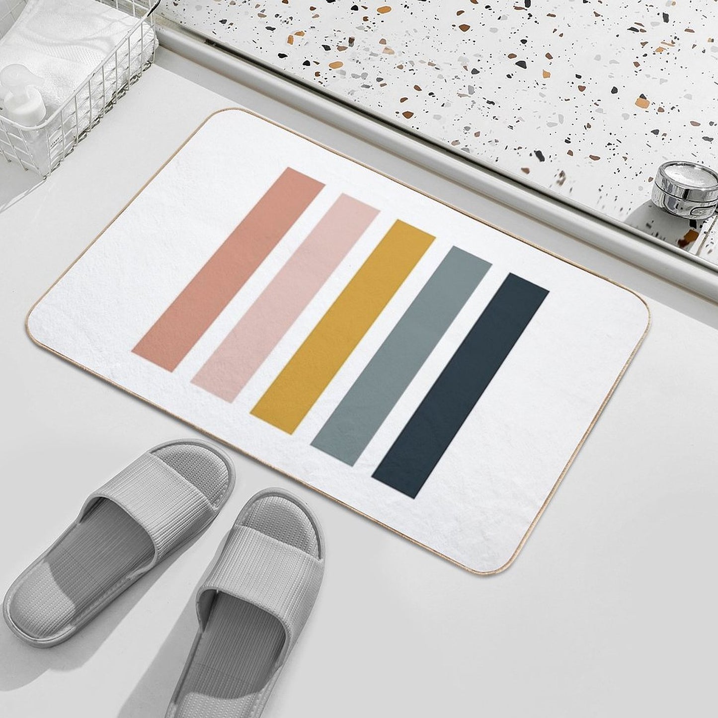 Mid-Century Modern  Neutral Terracotta Colors Bath Mat