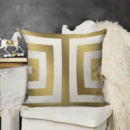 Gold Greek Stripes Linen Throw Pillow Cover