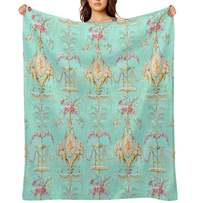 Marie Antoinette French Rococo Paris Pattern Throw Blanket