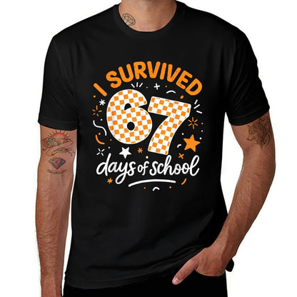 I Survived 67 Days of School Funny Six Seven 6 7 Meme Z Gen  Easy-care T-Shirt