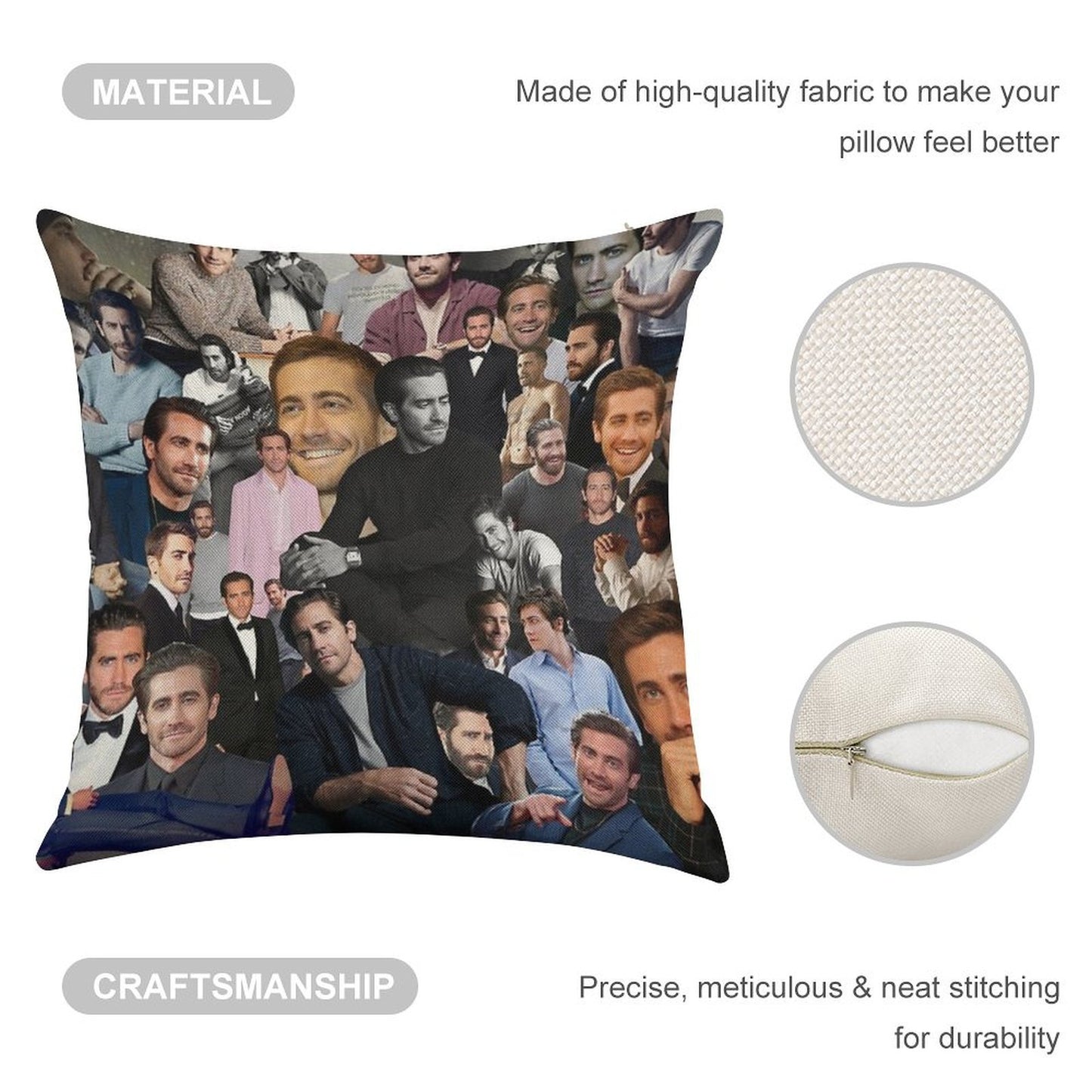 Jake Gyllenhaal Linen Throw Pillow Cover