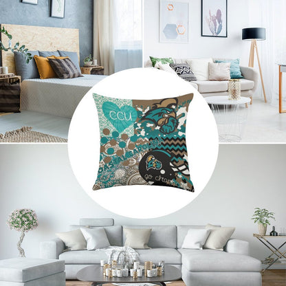 Coastal Carolina University Collage Linen Throw Pillow Cover