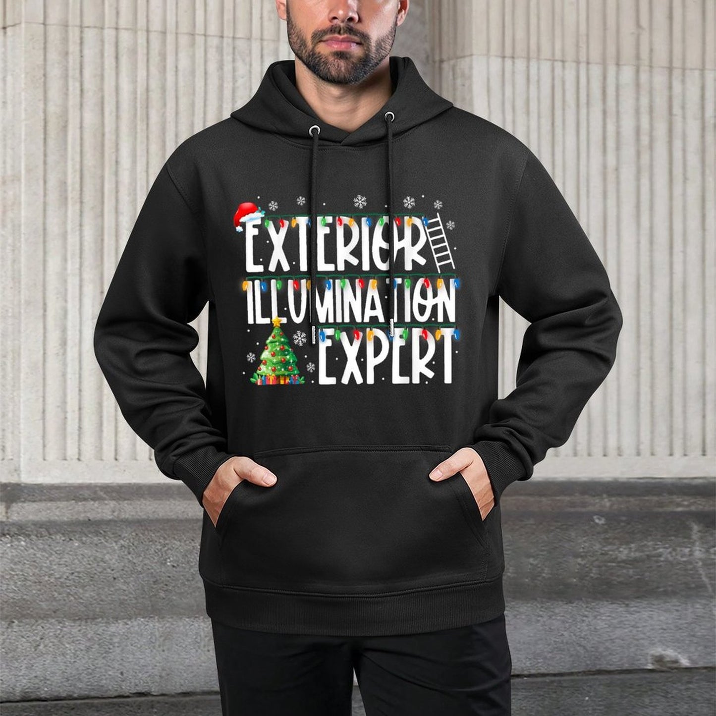 Exterior Illumination Expert Christmas Light Xmas Lights Medium-Weight Fabric Hoodie