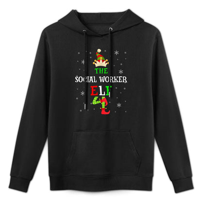The Social Worker Elf Christmas Elf Matching Family Group Durable Construction Hoodie