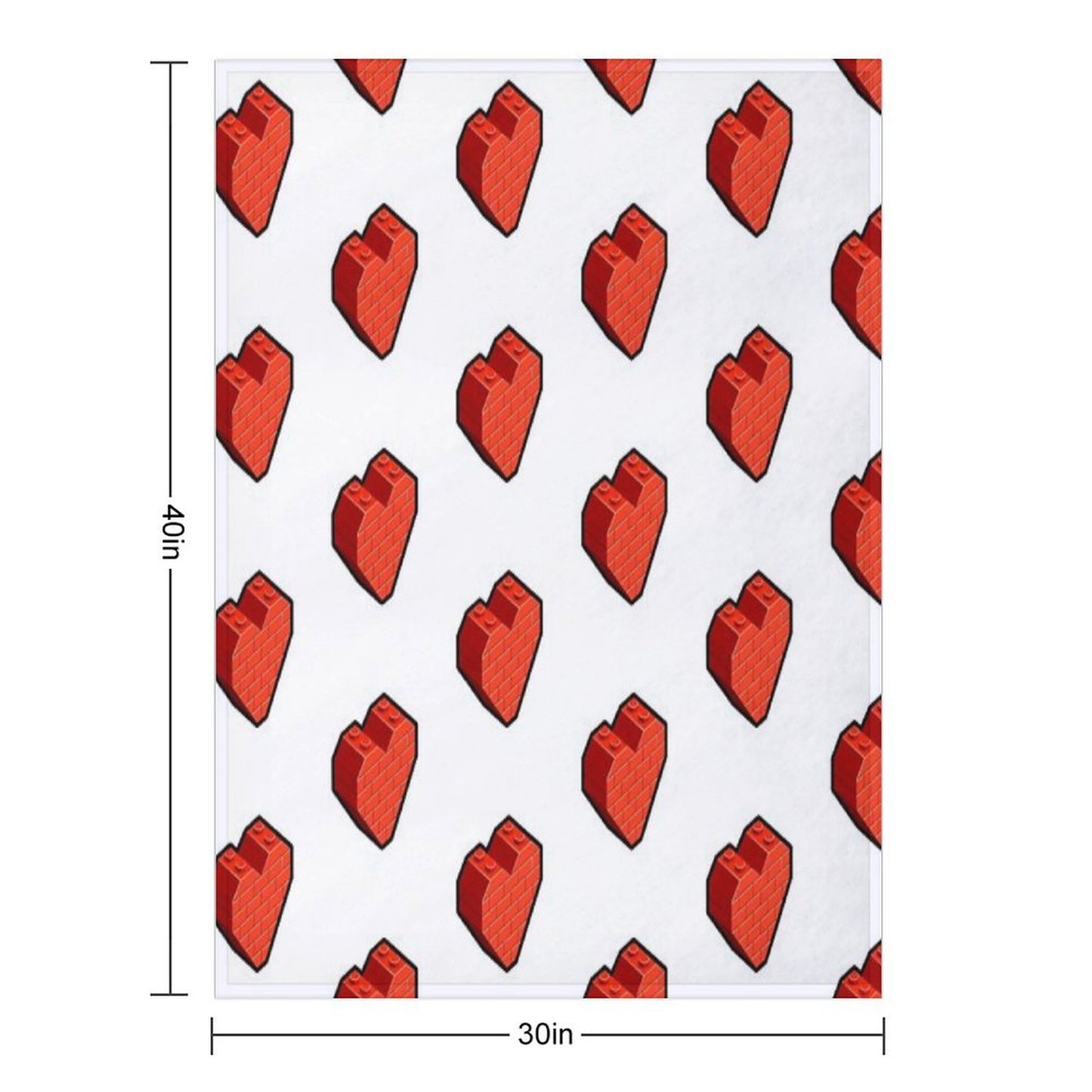 Brick Heart – Bold Toy Block Style Love Design Throw Blanket