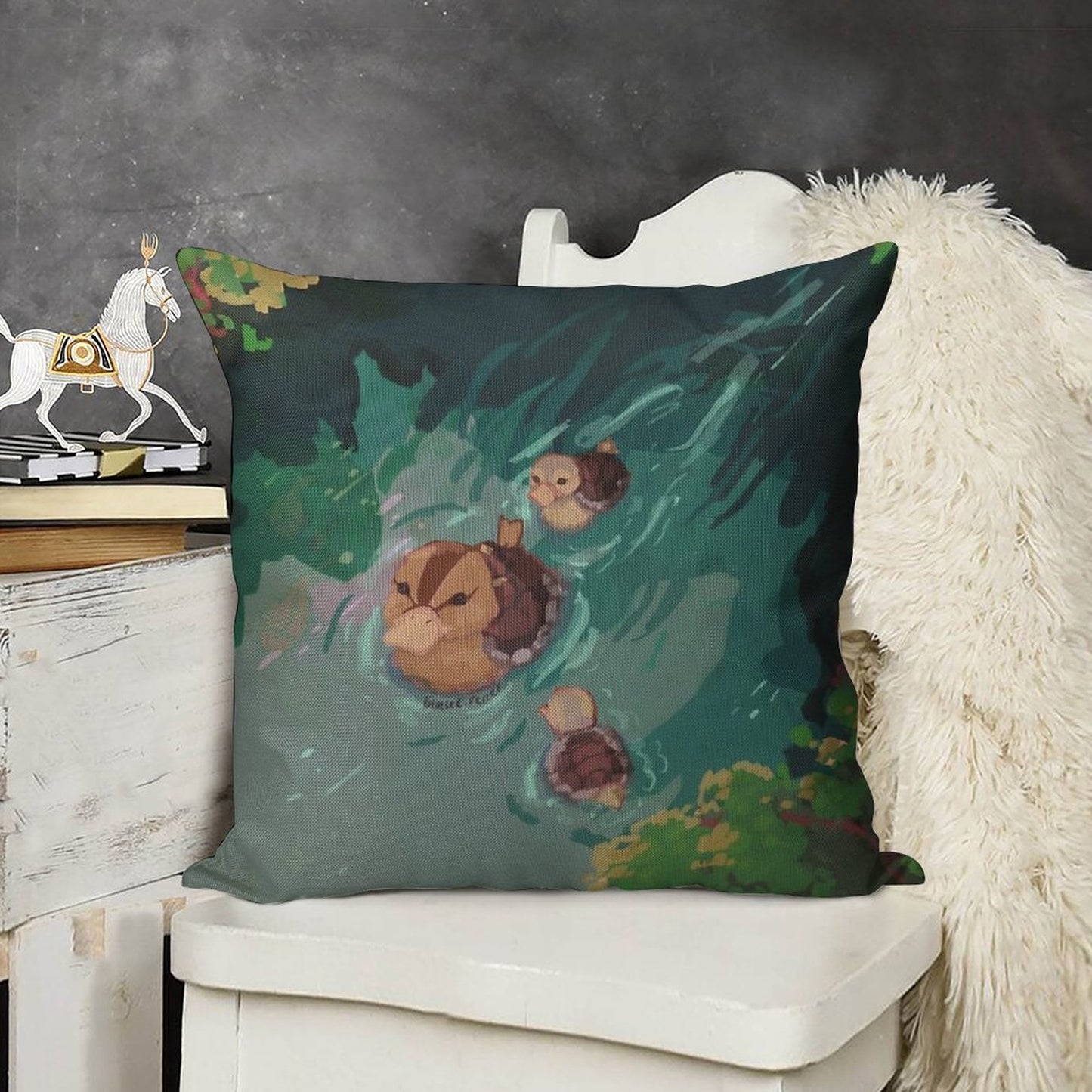 Turtle Duck Pond Avatar The Last Airbender Linen Throw Pillow Cover