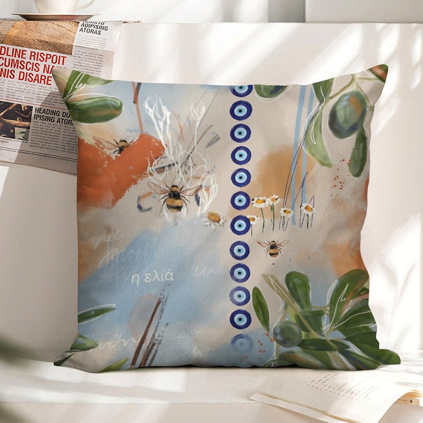The Olive Tree Linen Throw Pillow Cover