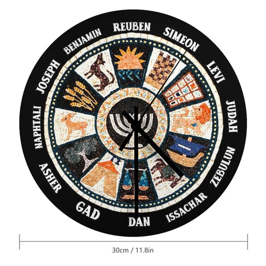 12 Twelve Tribes of Israel Hebrew Israelite Judah Jerusalem Wall Clock