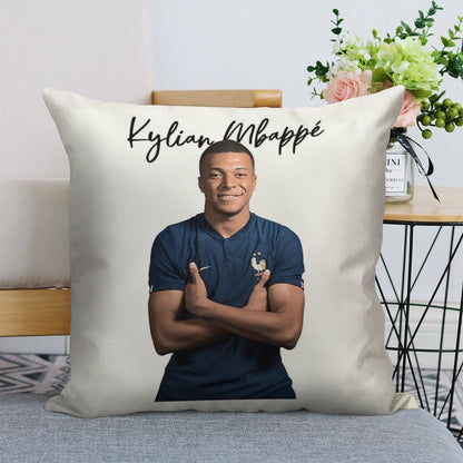 Kylian Mbappe Linen Throw Pillow Cover