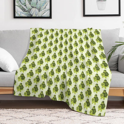 Two Turtles Small Turtle Tortoise Cute Happy Emoji Throw Blanket
