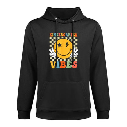 Kindergarten Vibes Retro Groovy Back to School Kindergarten Cotton-Polyester Blend Hoodie