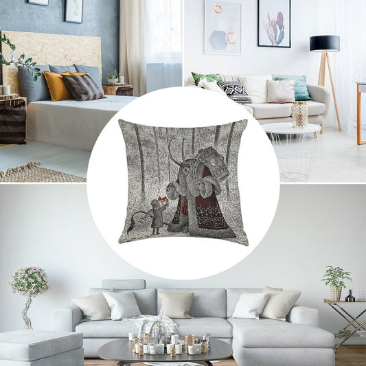 A Gift For Krampus Linen Throw Pillow Cover