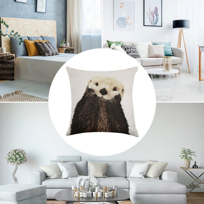 Otters Gonna Ott Linen Throw Pillow Cover