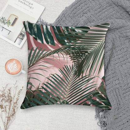 Pink Tropical Leaves Soft Gift Ready Throw Pillow