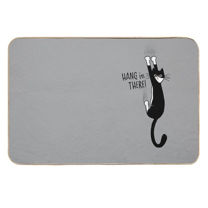 Tuxedo Cat Hanging On Hang In There! Funny Cat Hanging On With Claws  Long-Lasting Bath Mat